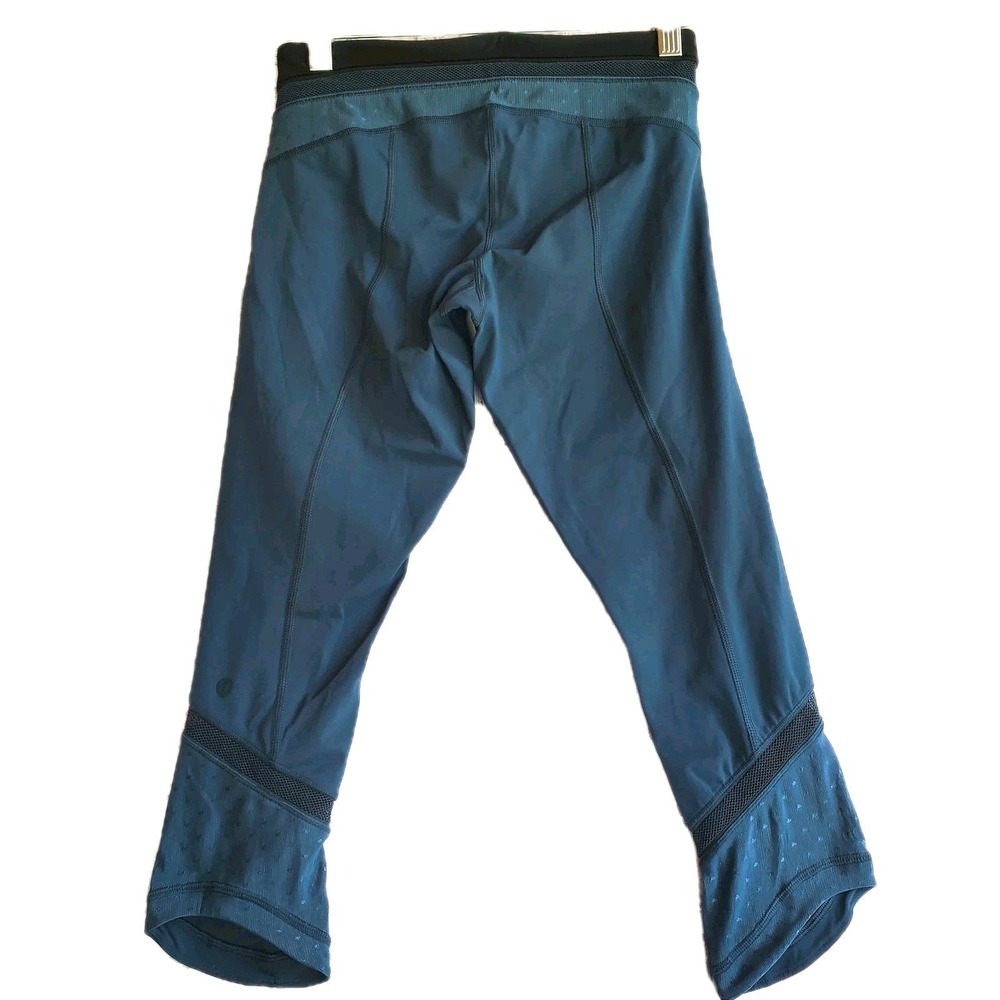 Lululemon All The Right Places Crop Leggings Size 4 Blue Mesh Yoga Running Pants